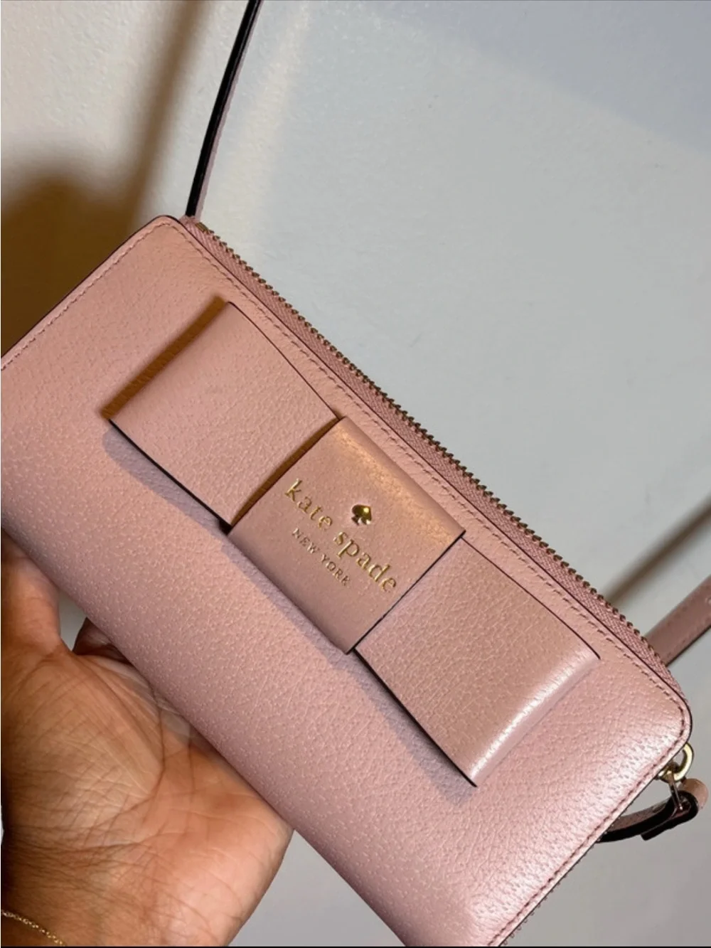 Spade Pale Pink Bow Crossbody Satchel with Wallet